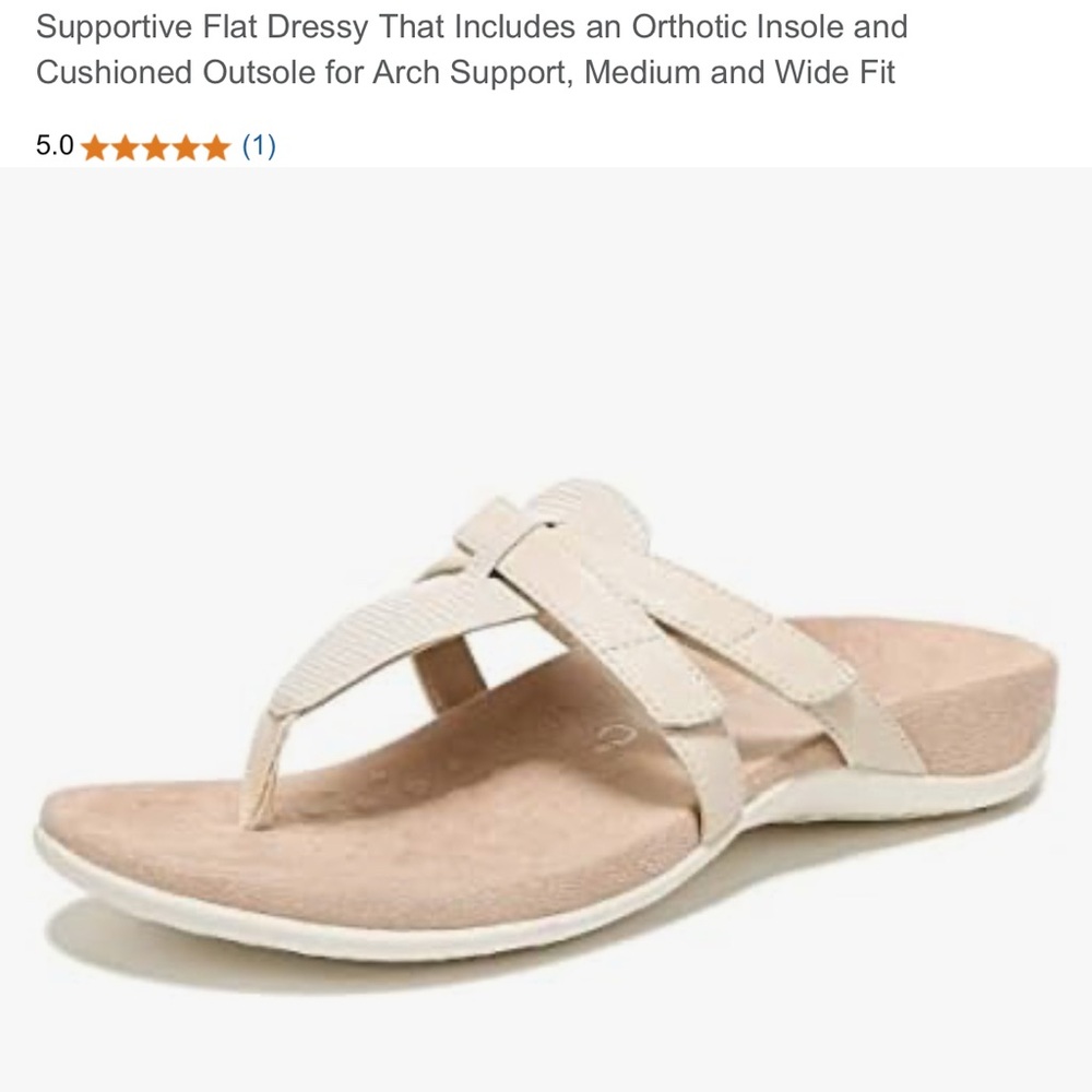 Vionic Cream Sandals with Cushioned Footbed